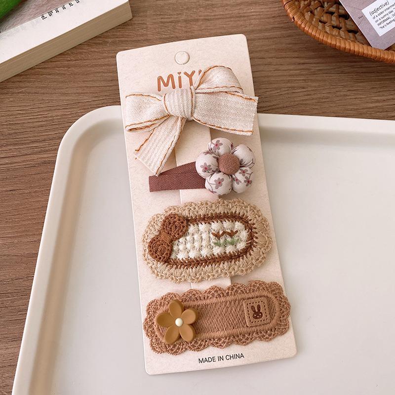 Cute Coffee Bowknot Flower Hairpins Set Children Girl Kid Bow Hair Clips Barrettes Accessories Hairgrips Headwear Headdress