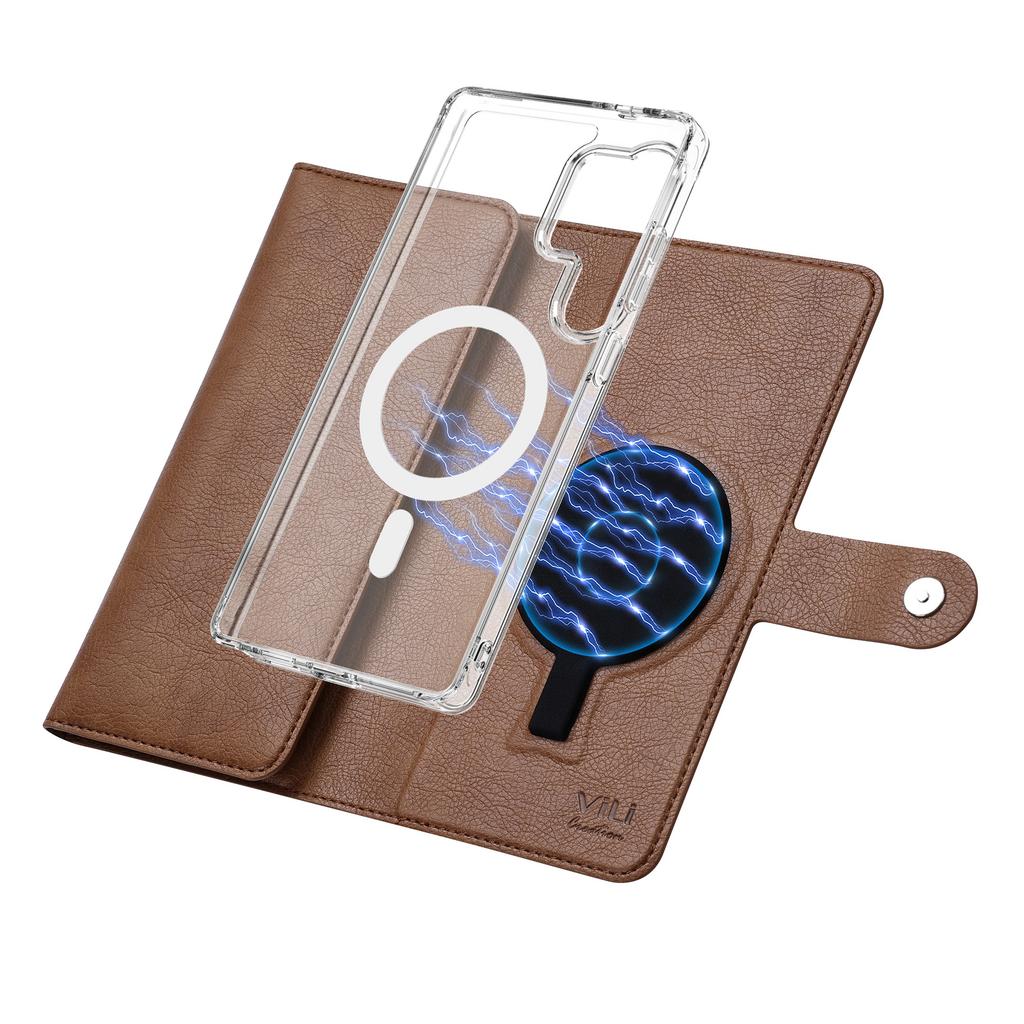 VILI GVB-C Series for Samsung Galaxy S25 Ultra Magnetic Case RFID Blocking Detachable Leather Phone Cover