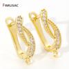 18K Gold Plated Zircon Shvenzy Earrings Making Supplies,Brass DIY Creative Basic Earwire Stitches Earring Hooks Accessories