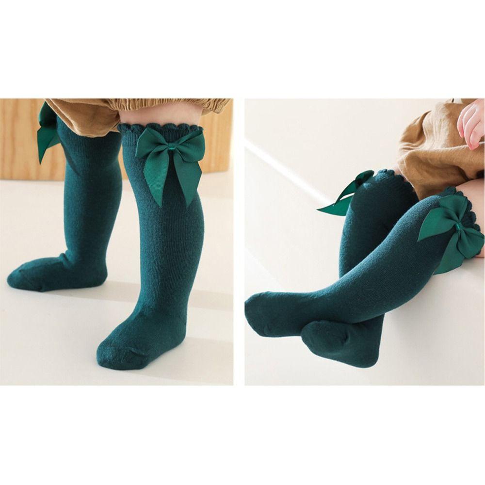 2Pairs Cotton Bow Socks Ventilated Long Socks Soft Princess Socks  Girls Students Baby