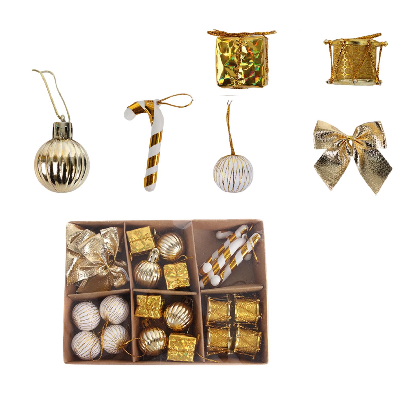 

2PCChristmas Decoration Ornaments Set Christmas Tree Decoration Arrangement Plastic Candy Gift Box Christmas Ball Bow One Size золотий