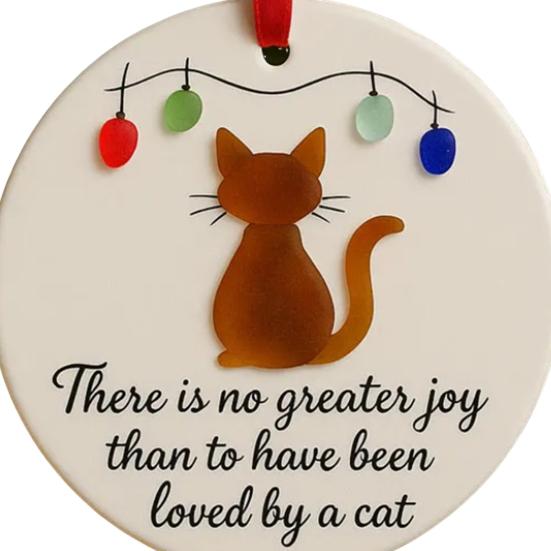 Sea Glass Art Animal Ornament Pet Memorial Christmas Tree Hanging Decor Keepsake Gift for Cats Dogs Lovers Holiday Home Decor