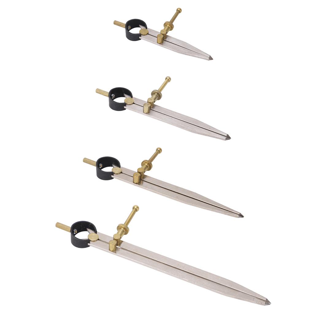 Compas à pointe sèche Haute Précision Résistant à la Rouille Or Réglable Verrouillable Jauge de Division en Cuir pour Lea