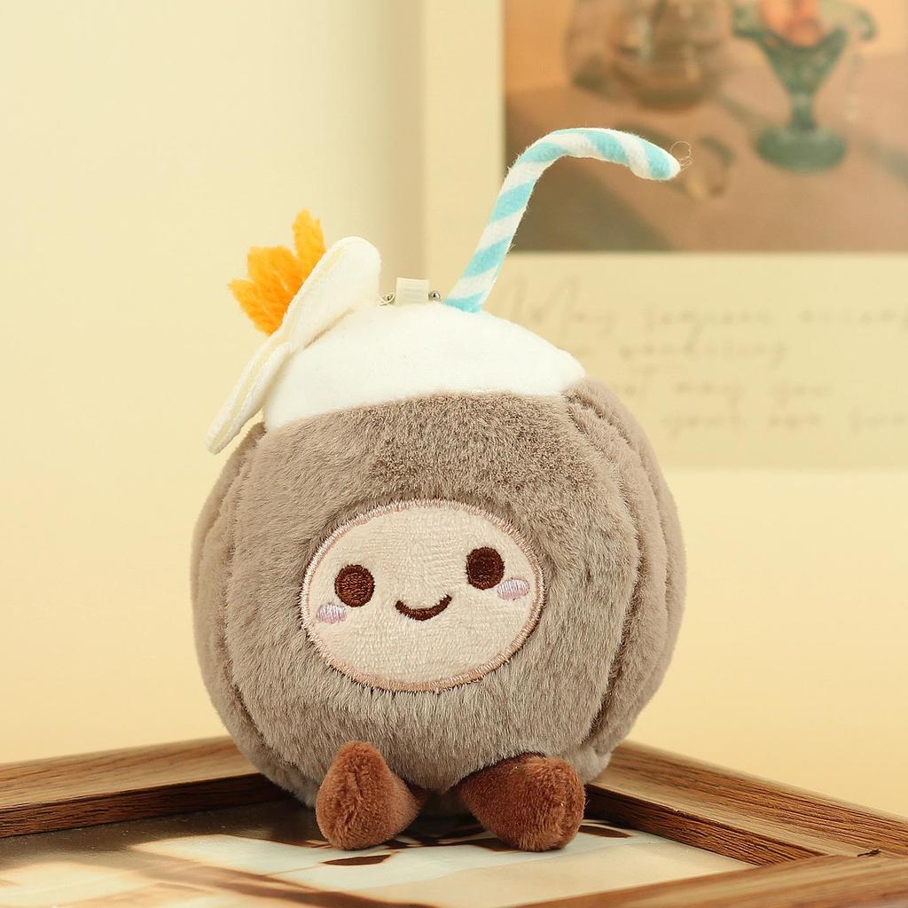 Cute Kawaii Coconut Pendant Plush Toy Keychain