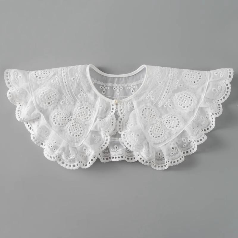 Perfect Match Pink Women Scarf Shawl Detachable Collar Tie Necklace Embroidery Lapel Fake False Collar Woman Lace Tie Neckwear Nep Kraagie