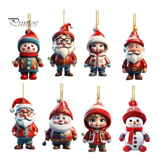 Weihnachtsschmuck, Cartoon-Schneemann/Weihnachtsmann, hängende Weihnachtsbaum-Dekoration, Feiertags-Acryl-Dekor für Weihnachten, Valentinstag, Winter-Party-Zubehör