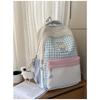 Japanese new high-value, fresh, sweet and sweet plaid backpack, lightweight and large-capacity backpack for junior high school students