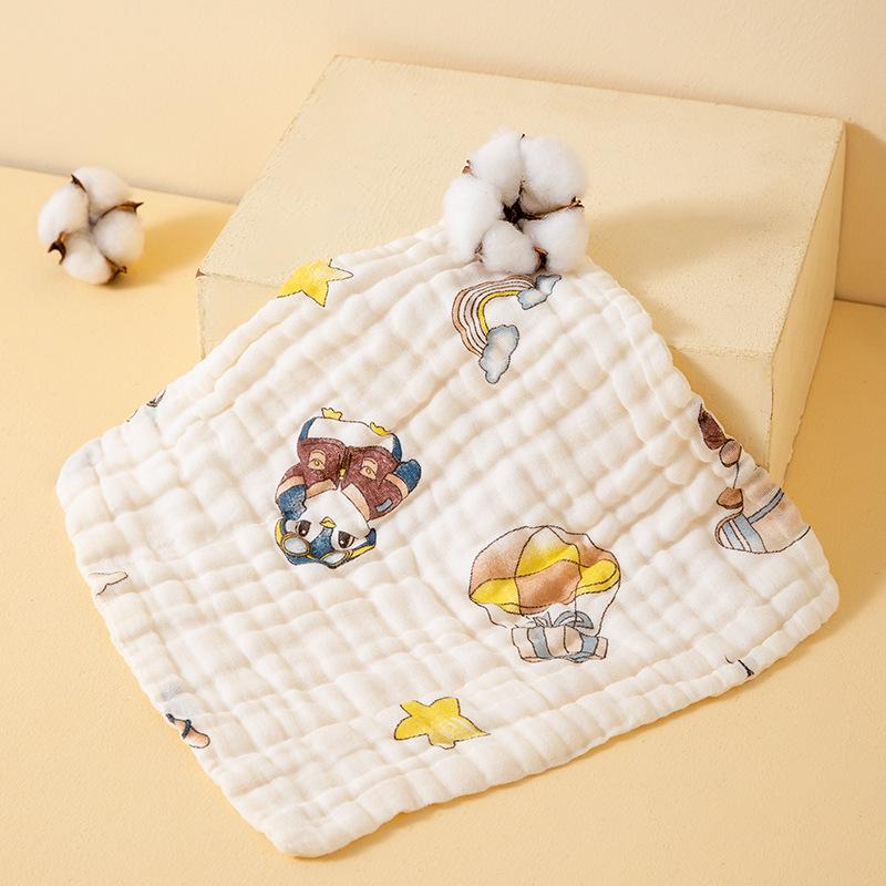 Pure Cotton Baby Washcloth - Soft Cartoon Infant Face Towel, Saliva Towel, Newborn Small Square Towel