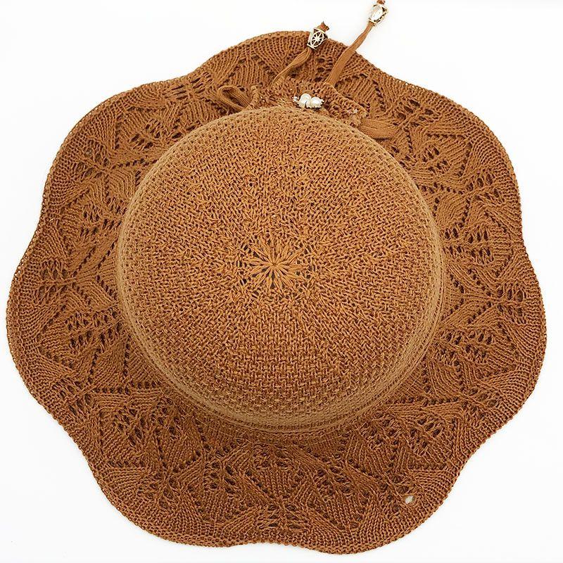Sun Hat Women's Sun Protection Outdoor Cotton Jacquard Knitted Folding Sun Hat Summer