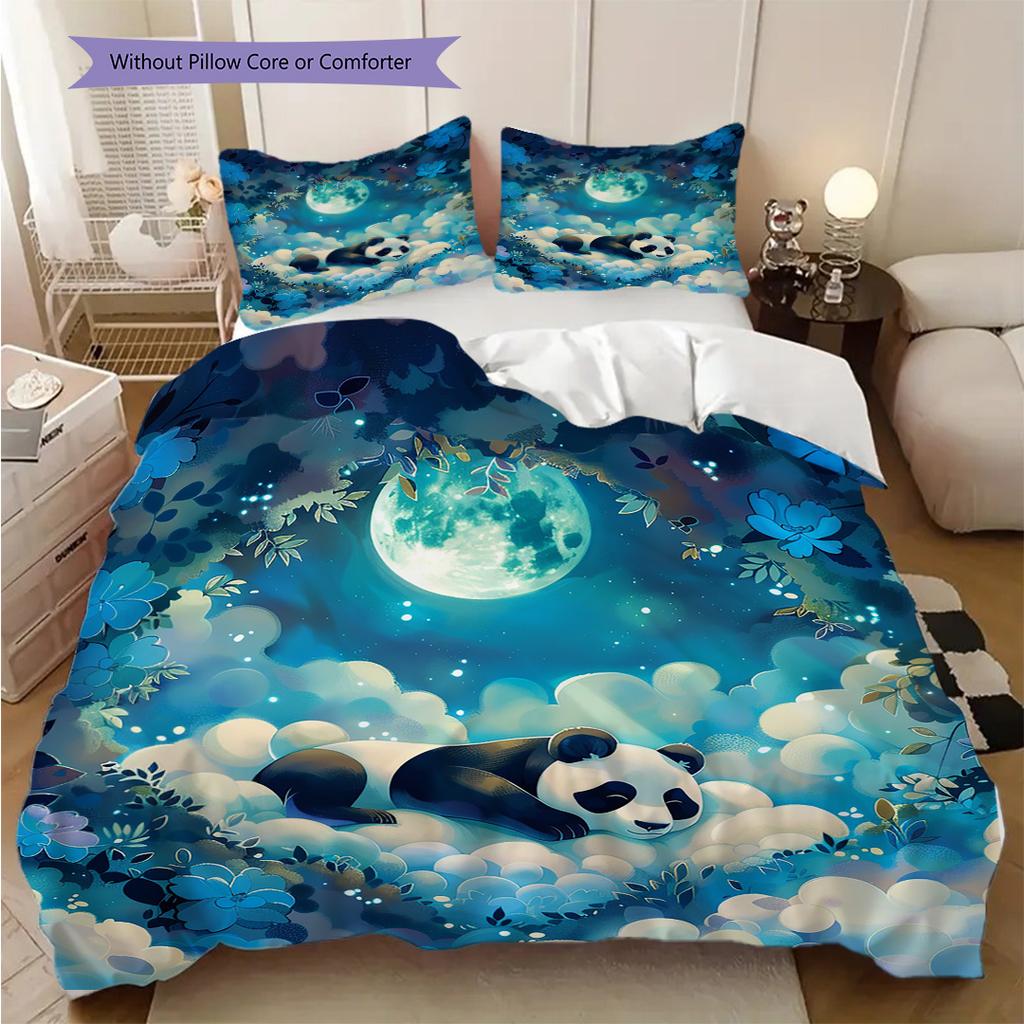Set Copripiumino Trapuntato con Fantasia Panda Federa Decorazione per la Casa Regalo di Compleanno (1 * copripiumino + 2 * federa, senza nucleo)