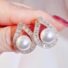 CMM Korean Style Artificial Pearl Gold Color Water Drop Stud Earrings Party Big Ear Studs Woman Jewellery