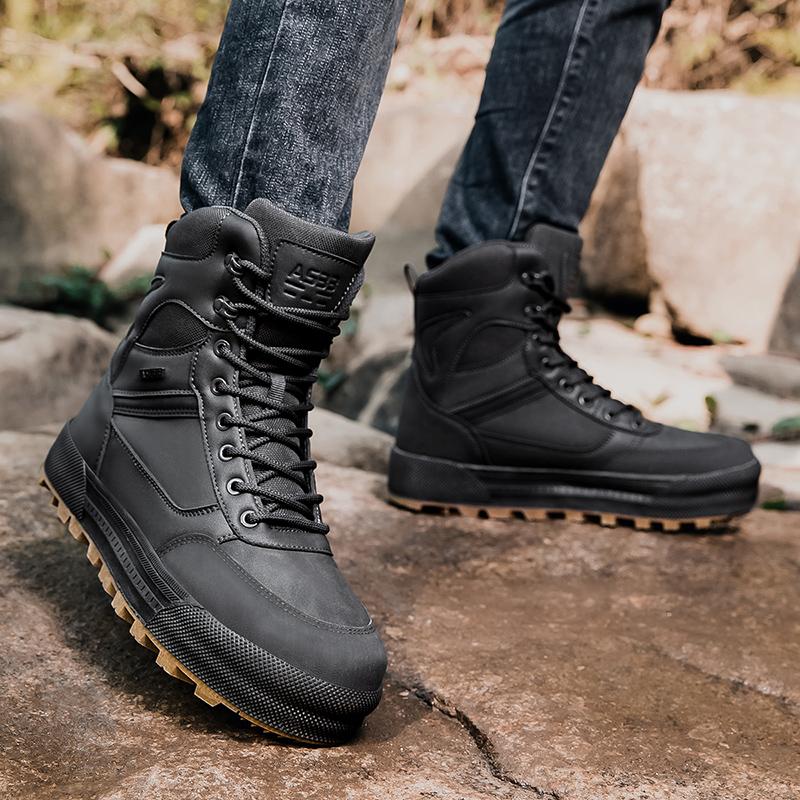 Fashion Lace-Up Men's Motocross Boots Mountaineering Hiking Desert Waterproof Work Safety Shoes Ankle Boots 2025 New Men's Outdoor Boots