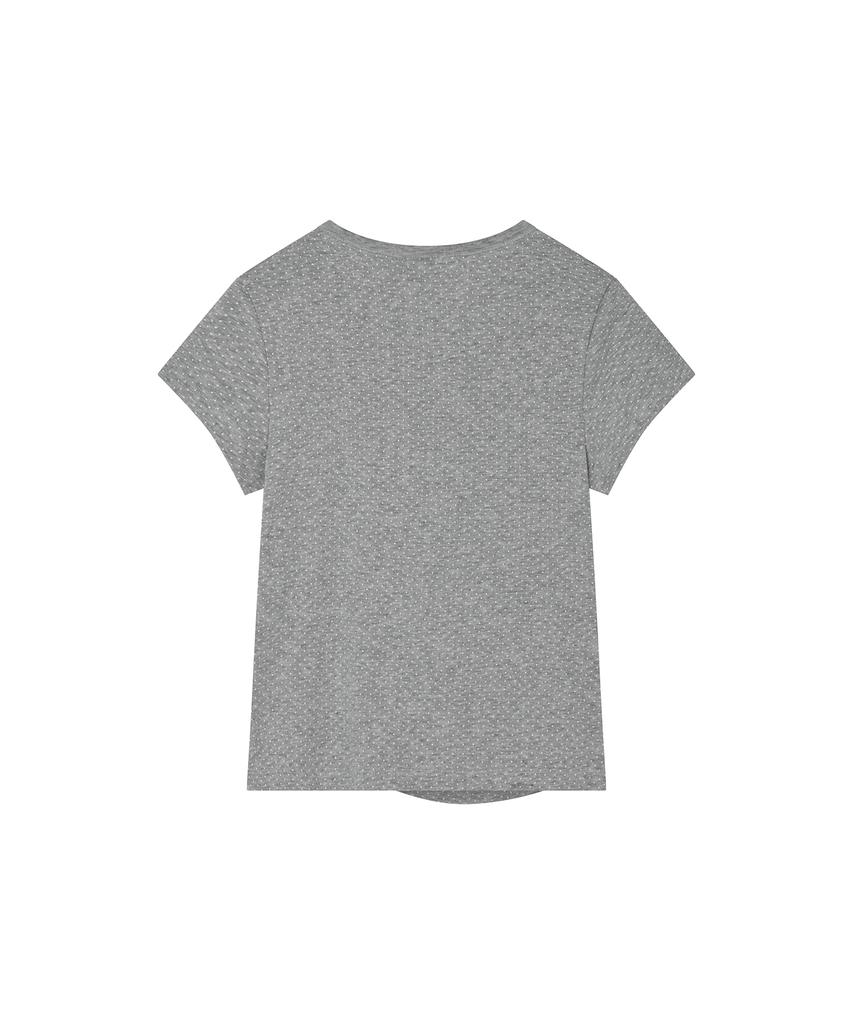 LMR Dot Shirred Short Sleeve T-Shirt Grey