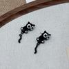 Simple Black Cat Earrings Cute Cartoon Earrings Fashion Black Cat Ear Studs  Girl