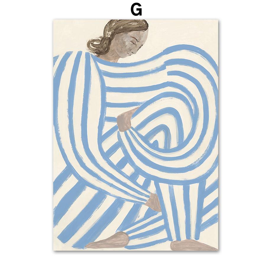 Abstract Figure Lines Stripe Girl Colorful Wall Art Canvas Painting Posters And Prints Bar Hotel Pictures For Living Room Decor