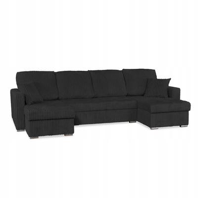 Ecksofa Rene BIG ausziehbar Schlaffunktion Family Möbel Cord Schwarz