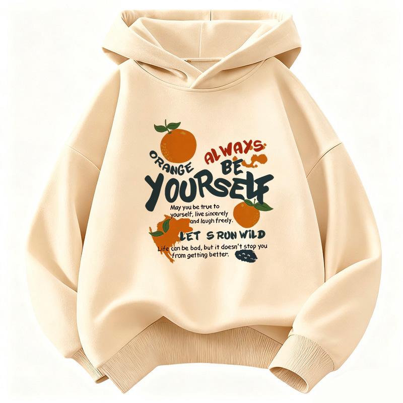 Funny Orange Harajuku Style Hoodie Kids Children's Sweatshirt Hoody for Boys Girls Casual Hoodies Hip Hop Clothes