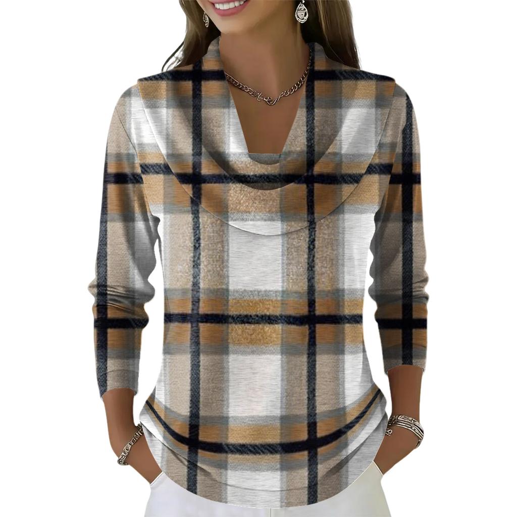 Women's Casual And Fashionable Round Neck Long Sleeved Printed Top Sweater