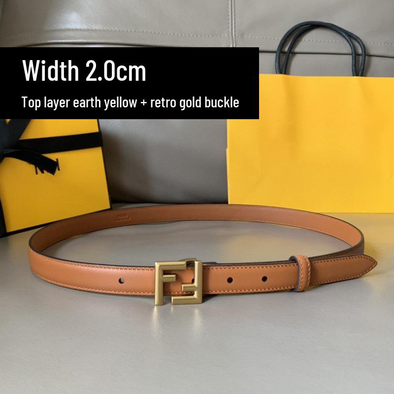 Korean Style Retro Women's Leather Belt with FF Buckle