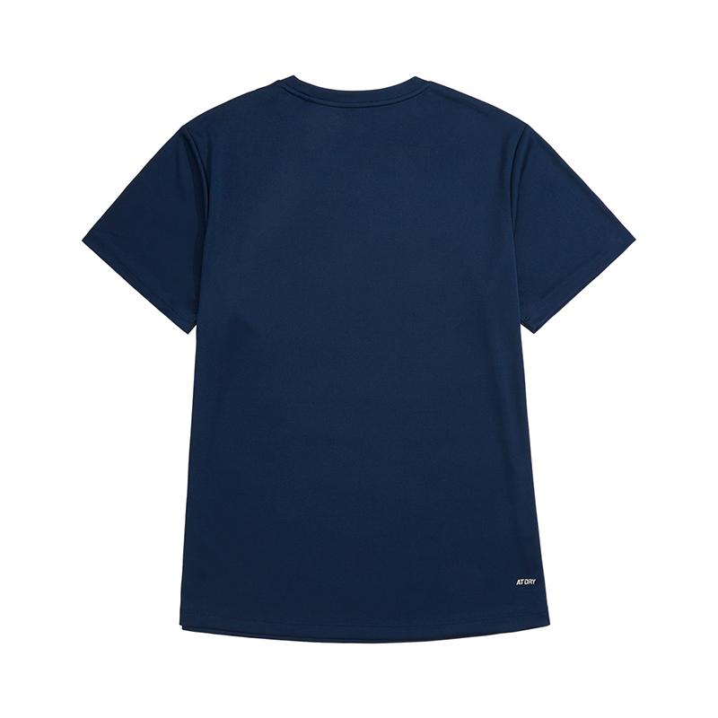 Li Ning Sports Lifestyle Series Solid Color Round Neck Comfortable Versatile Breathable Short Sleeve T-Shirt Men T-Shirts Navy-Blue ATSU873-3