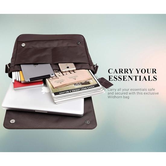 WildHorn Genuine Leather Messenger Bag for Men – Office Bag with Padded Laptop Compartment (Fits up to 13.5” Laptops) – 1-Year Warranty