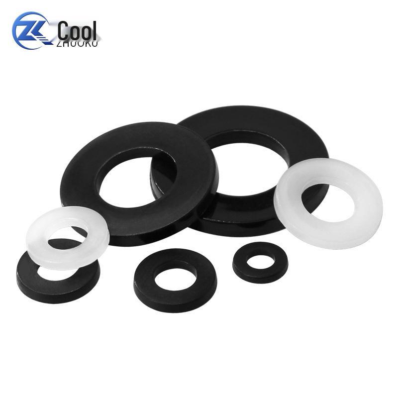 Black & White Nylon Flat Rubber Insulating Washer Set - M2-M24