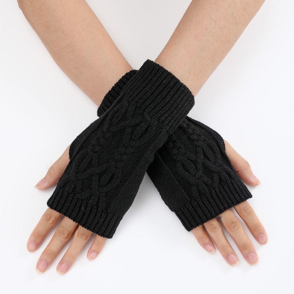 Solid Color Half Finger Gloves Soft Fingerless Gloves Fashion Half Finger Mitten  Unisex