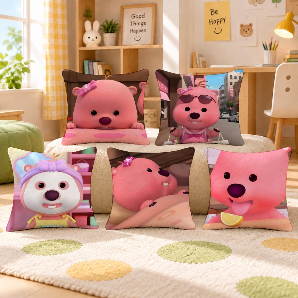 Character Loopy Kawaii Meme Cushion Cover Personalized Soft Plush Pillow Living Room Home Sofa Bedroom Office Car Cushion