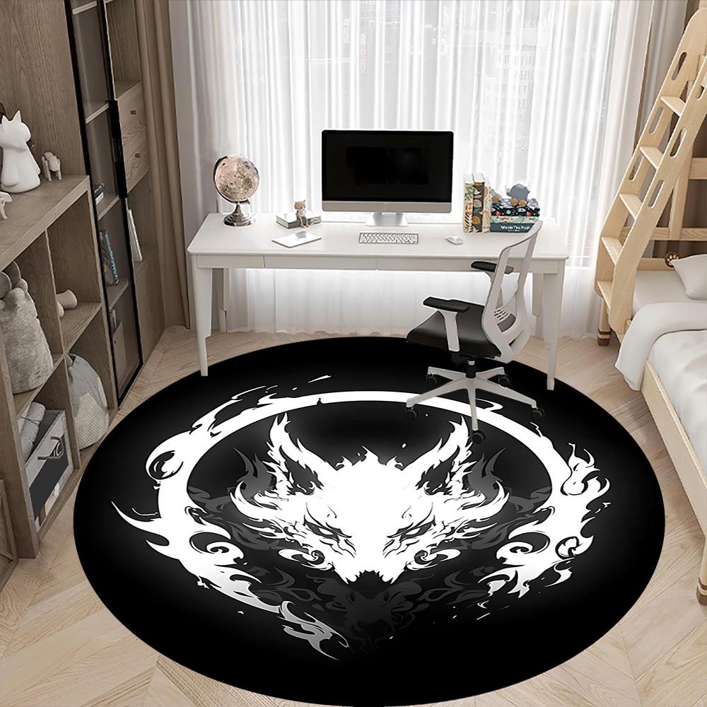 1pc Dragon Emblem Office Round Area Rug, Under Office Chairs Bedroom Living Room Home Decor, Room Deco, Available in Various Sizes