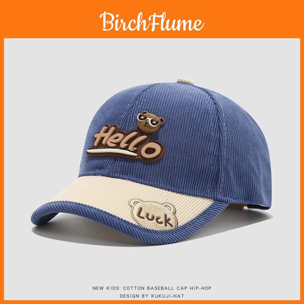 Children Corduroy Cap With Embroidered Letters For Autumn Winter Warmth And Sun Protection