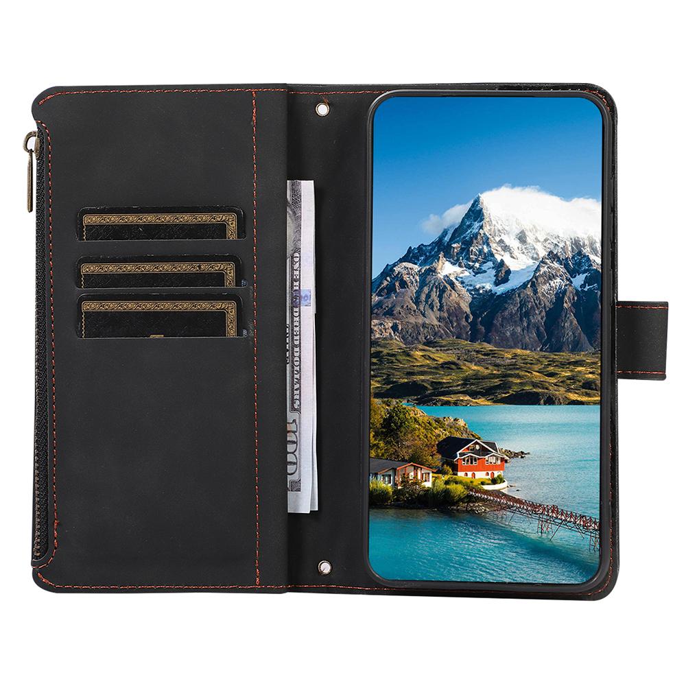 

For Google Pixel 9/9 Pro Case 9 Card Slots Rhombus Design Leather Phone Cover with Wrist Strap Purple