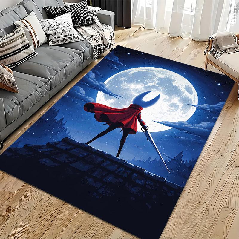 Warrior Silhouette Under Moon Suitable As a Non-slip Mat for the Living Room or Bedroom Sofa