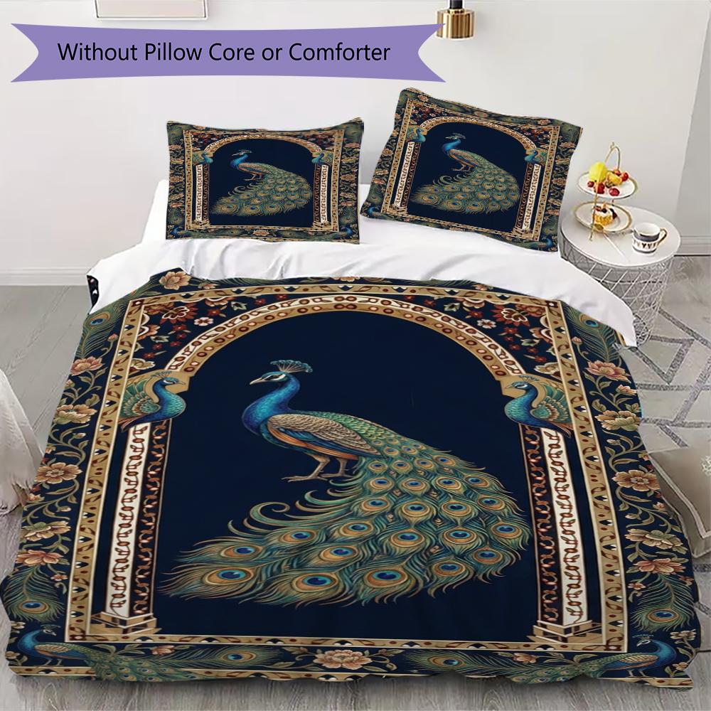 

Peacock Pattern Bedding uilt Set uilt Cover Pillowcase Home Decoration Birthday Gift (1 * duvet cover + 2 * pillowcase without core)118 135x200cm