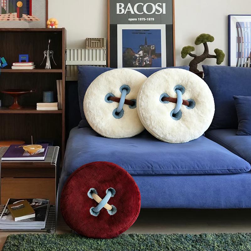 Retro Button Cushion Pillow - Decorative Sofa & Bed Backrest, Home Ornament & New Year Gift