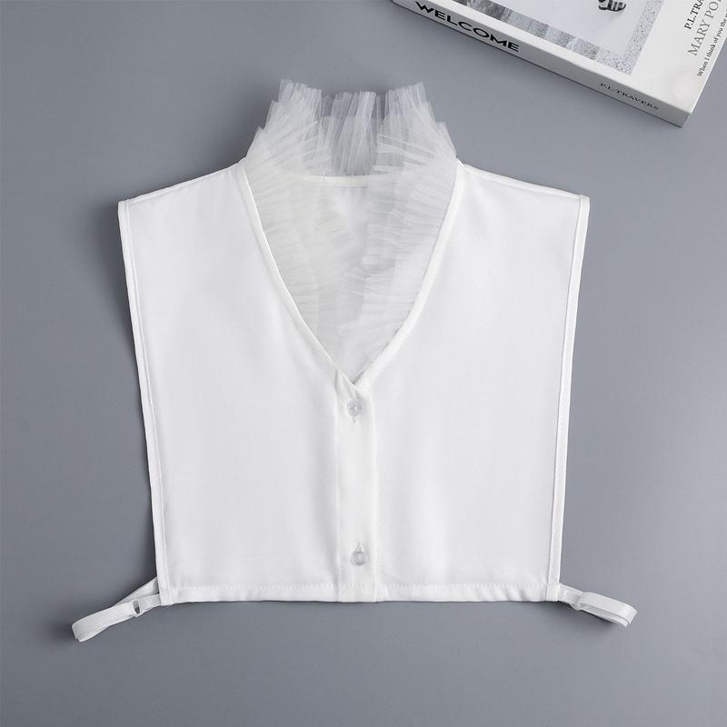 Lace Yarn Stand Up Collar For Sweater Blouse Shirt Decorative Fake Collar Ruffled Detachable Layering Neckwear Top False Collar