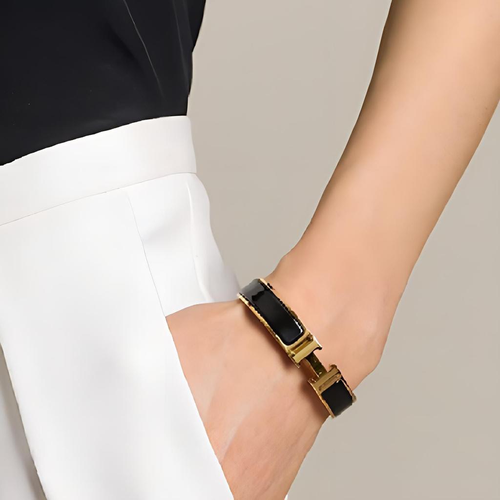 HERMES Clic H Bangles Women's Gold/Black H700001F-01PM