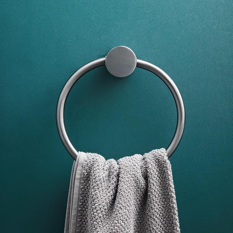 Gunmetal Gray All-Copper Round Wall-Mounted Bathroom Towel Ring