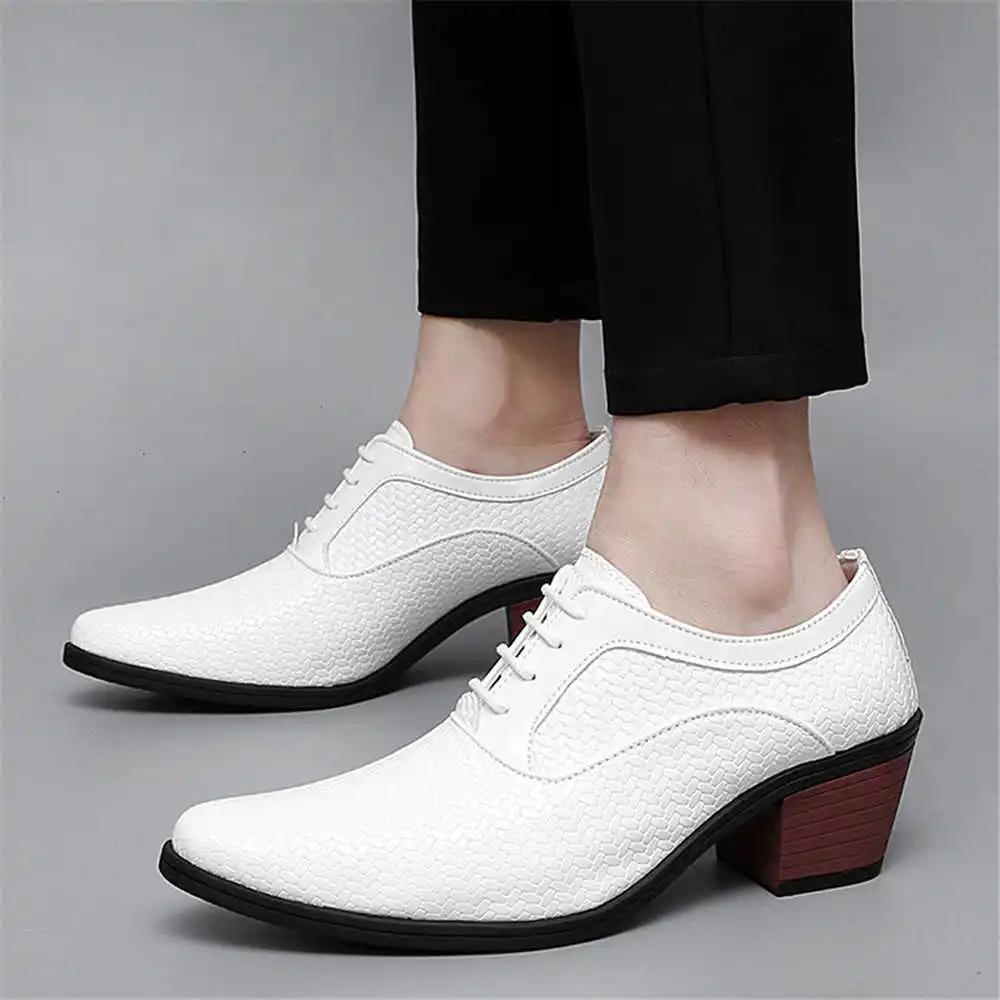 Slip Resistant Perforated White Mens Sneakers Heels Elegant Party Shoes White Shoes For Men Dress Sports Tenes