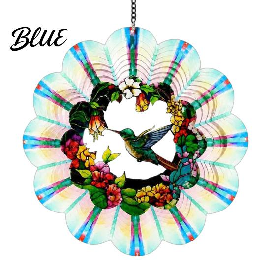 Nature Inspired Patio Accessory Outdoor Owl/Hummingbird/Flower/Tree of Life/Rooster Wind Spinners Reflective Spinners Garden Decor Bird Deterrents