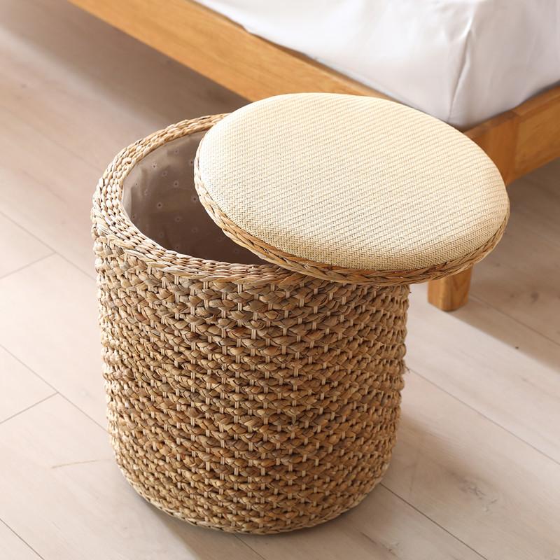 Klassischer runder Rattan-Sitzhocker für Wohnzimmer-Teetisch-Schminkbank-Schlafzimmer-Musizierpraxis-Sitz Guzheng-Klavierhocker