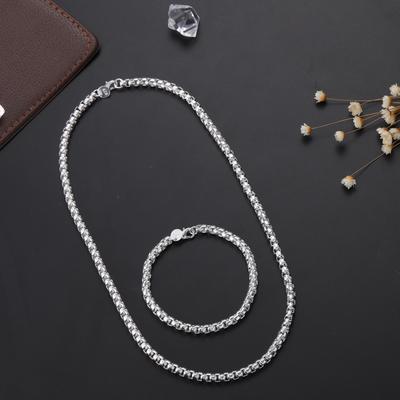 Fashion Classic 4MM Box Chain Fashion   Copper Bracelet Necklace Jewelry Sets for Women Men Fine Party Gifts Wedding