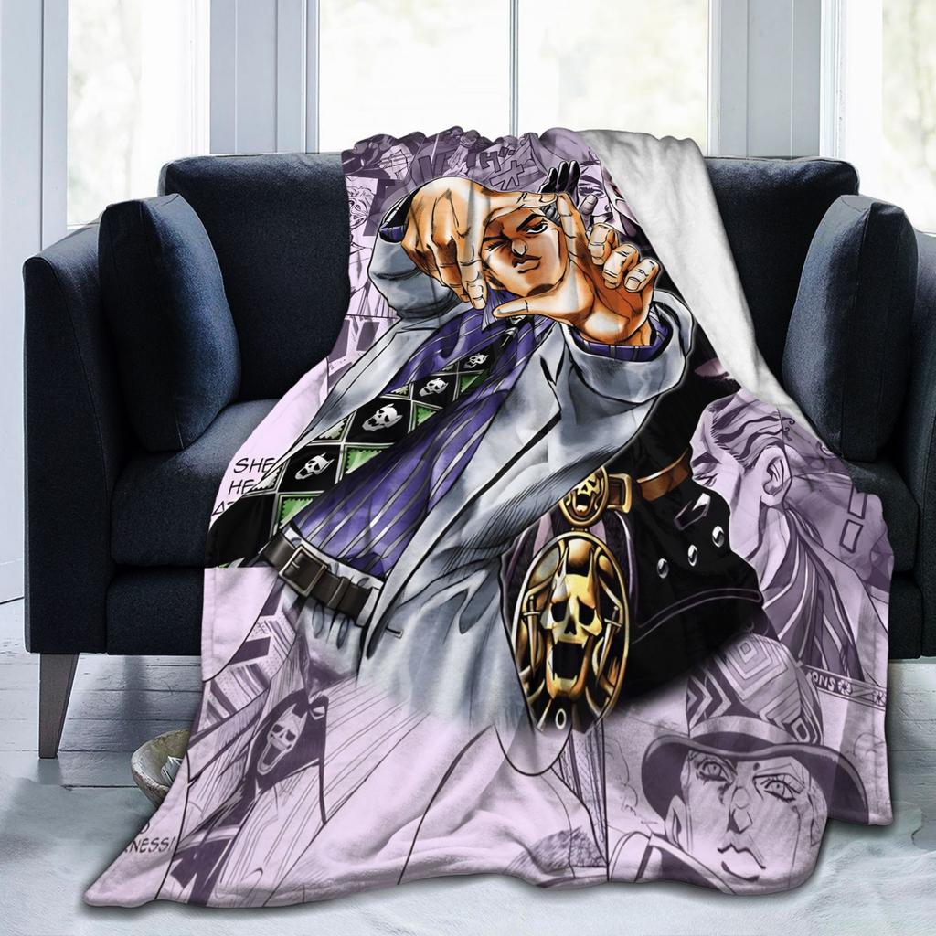 Bizarre Adventure Knitted Blanket Anime Flannel Throw Blanket Home Couch Decoration Soft Warm Bedspread