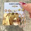 Creative Retro French Gold Pearl-Inlaid Earrings Set for Ladies