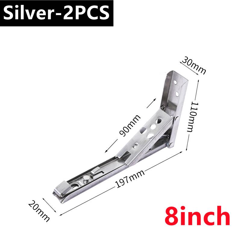 New 2PCS Folding Shelf Brackets 8-14inch Heavy Duty Stainless Steel Collapsible Shelf Table Work Space Saving DIY Bracket 2025