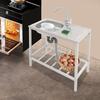 Stainless Steel Utility Sink Freestanding Single Bowl Rotatable Faucet 66lb Capacity for Kitchen Laundry