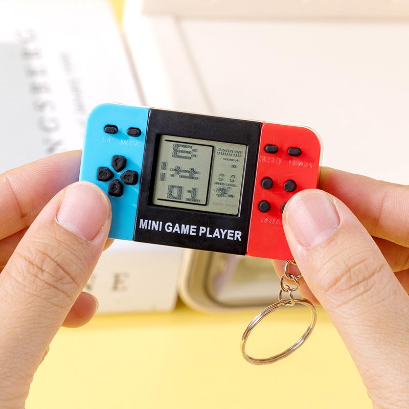 Mini Dual-Color Electronic Tetris Game Keychain Console