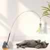 Cat Teaser Stick Interactive Cat Toy Fish Feather Teaser Cat Toy with Rotatable Base