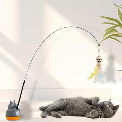 Katzen-Angelspielzeug Interaktives Katzenspielzeug Fischfeder-Teaser Katzenspielzeug mit drehbarer Basis