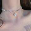 Women Choker Necklace Faux Pearl Hollow Out Short Adjustable Extended Length Luxury Polished Lady Neck Decoration Jewelry Women Party Prom Pendant