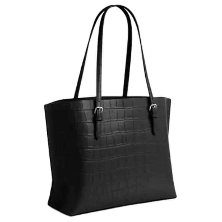 Coach 33 Silver Metal Accessories Leather Tote Shopping Bag Shoulder Handbag Large Women Tote Black CW018-SVBK